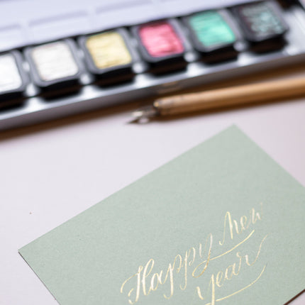 25 november - Moderne Kalligrafie met Oostindische inkt en Finetec in Kerstthema
