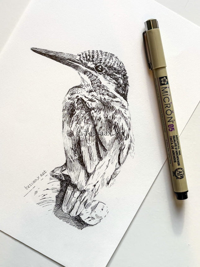 6 Augustus - IJsvogel met fineliner