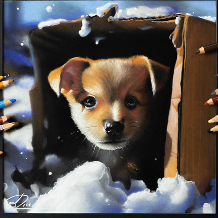 3 december - Drawing a Puppy with Pastel Pencils