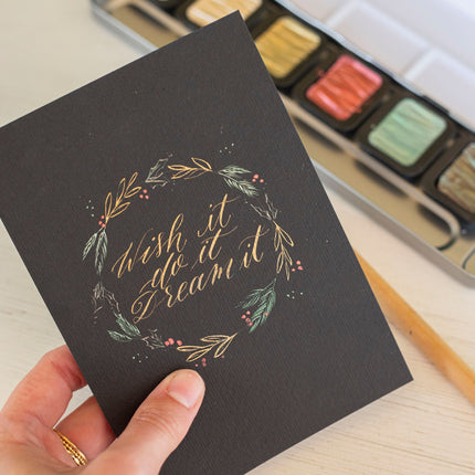 25 november - Moderne Kalligrafie met Oostindische inkt en Finetec in Kerstthema