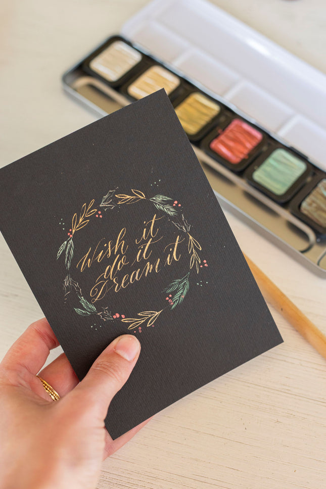 25 november - Moderne Kalligrafie met Oostindische inkt en Finetec in Kerstthema