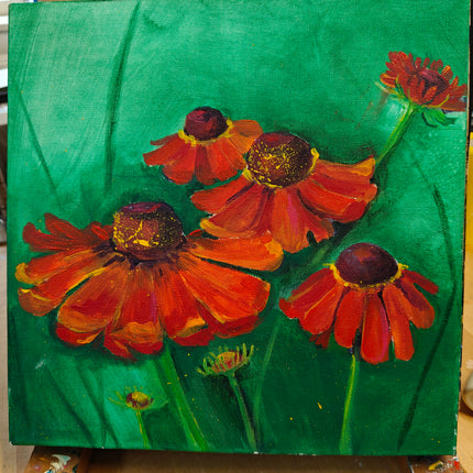 2 april - Papavers met acrylverf