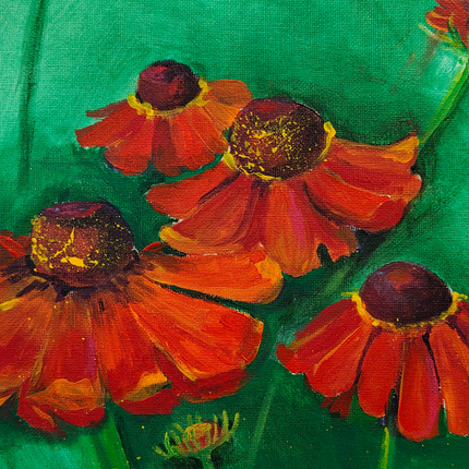 2 april - Papavers met acrylverf