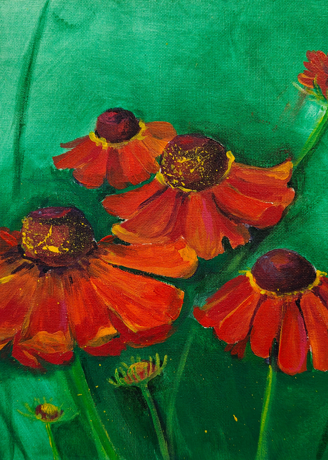 2 april - Papavers met acrylverf
