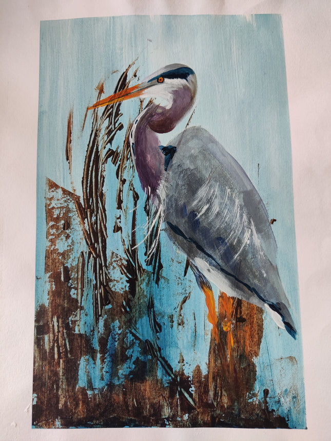 30 oktober - Reiger met acrylverf