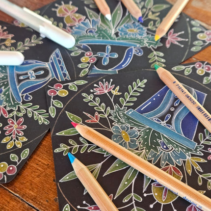 2 juni - Kleurrijk stipwerk op zwart papier ONLINE