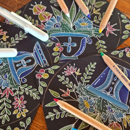 2 juni - Kleurrijk stipwerk op zwart papier ONLINE