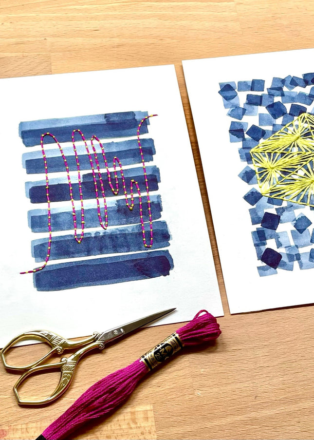 26 november - Borduren op papier met aquarel en/of inkt