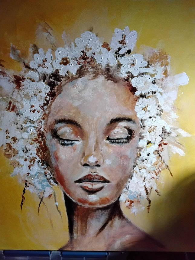 13 mei - Drybrush / Mixed Media of gouden vrouw