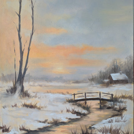 30 november - Winterlandschap alla prima met olieverf