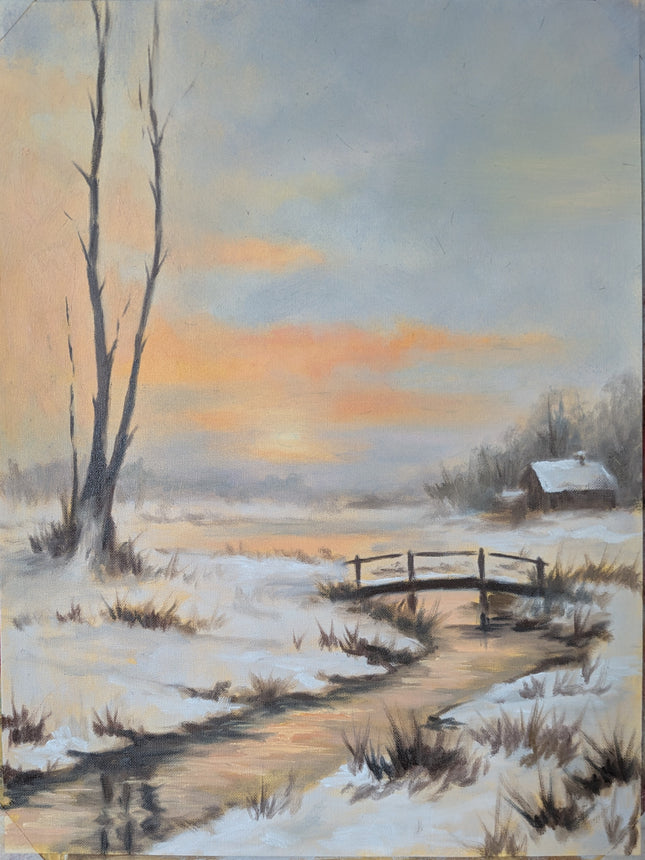 30 november - Winterlandschap alla prima met olieverf
