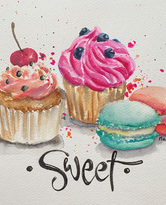 11 december - Kerst cupcakes met aquarel
